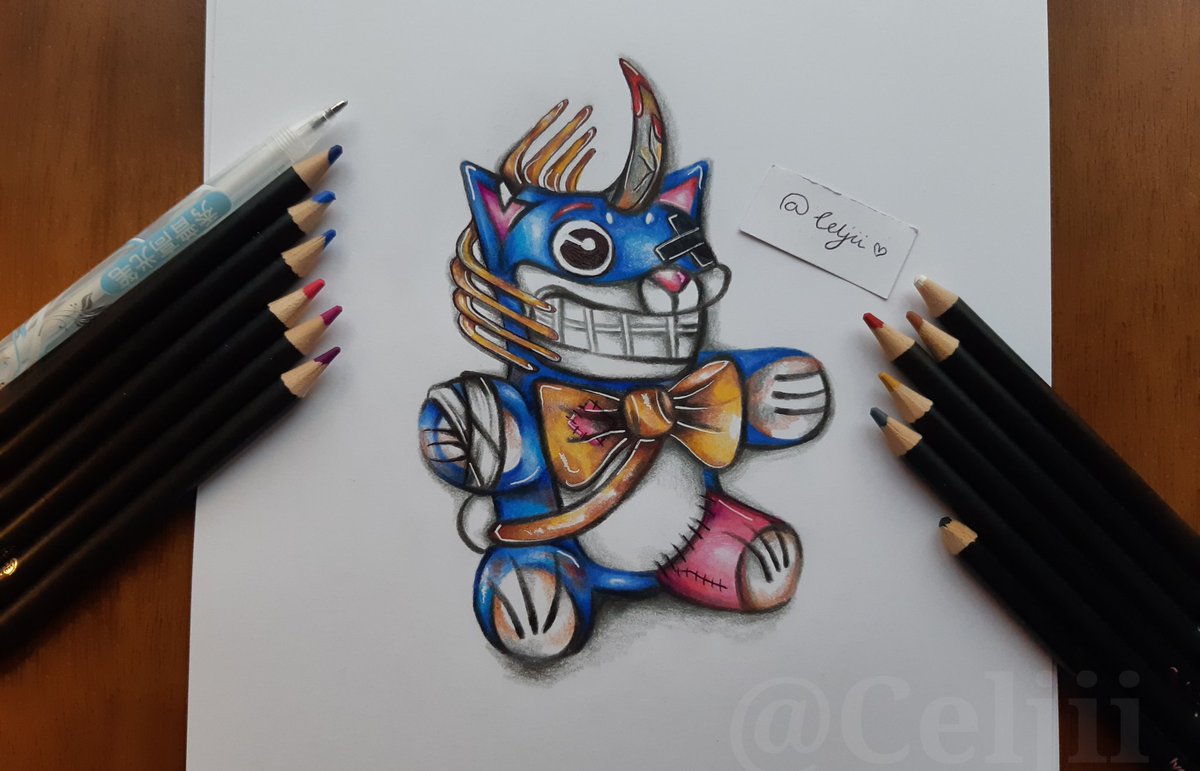 Celjii's tweet photo. I LOVE Wastelanders. So I made a "Raiding Mr. Fuzzy" plushie concept. Here is one of Ra Ra's friends. He even has a Deathclaw tooth and some Raider armour! @Fallout @bethesda #Fallout76 #falloutart #falloutwastelanders #falloutdrawing https://t.co/RxQZ3sgVk5