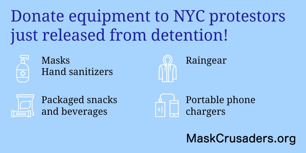 Mask_Crusaders's tweet photo. Join us in providing aid to those being released from detention in NYC! Visit https://t.co/YOC05ObHe7 click on our donate page and fill out the form 📝
#blacklivesmatter #defundthepolice #essentialworkers #mutualaid #jailsupport #nyc https://t.co/38lv03MacB
