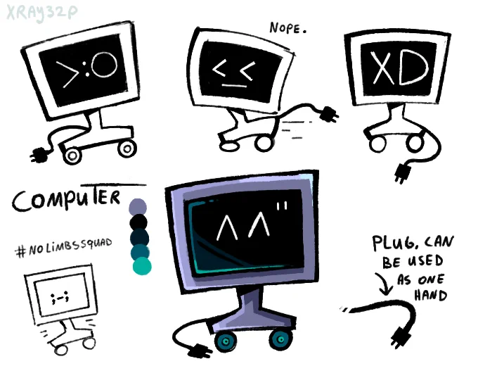 doodles of my first objectsona,, he barely talks but likes to express himself with old emoticons,, i didn't bless him with limbs either so i gave him wheels lol #bfb #objectsona 