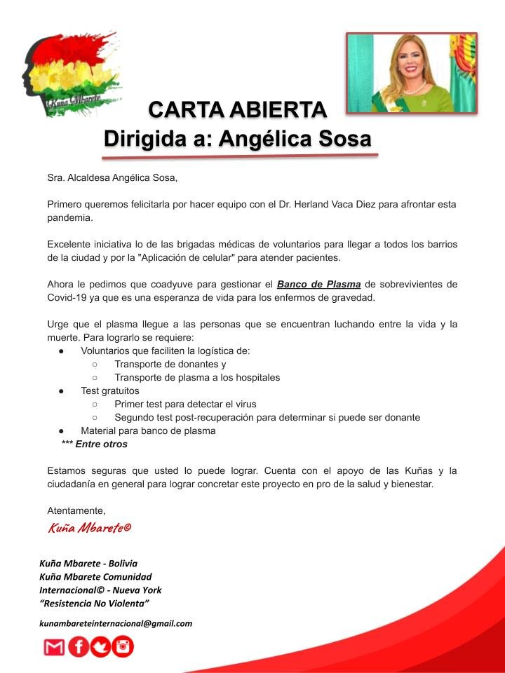 Kuna_Mbarete's tweet photo. 🔴Sra. Alcaldesa @AngelicaSosaSCZ #SOS le pedimos que coadyuve para gestionar el #BancoDePlasma de #SobrevivientesCovid19 para salvar vidas por #Covid19 #Covid19Bolivia #PitititaTwittera #DonaPlasma #SeUnHéroe #KuñaMbarete https://t.co/lETp68oSJ7