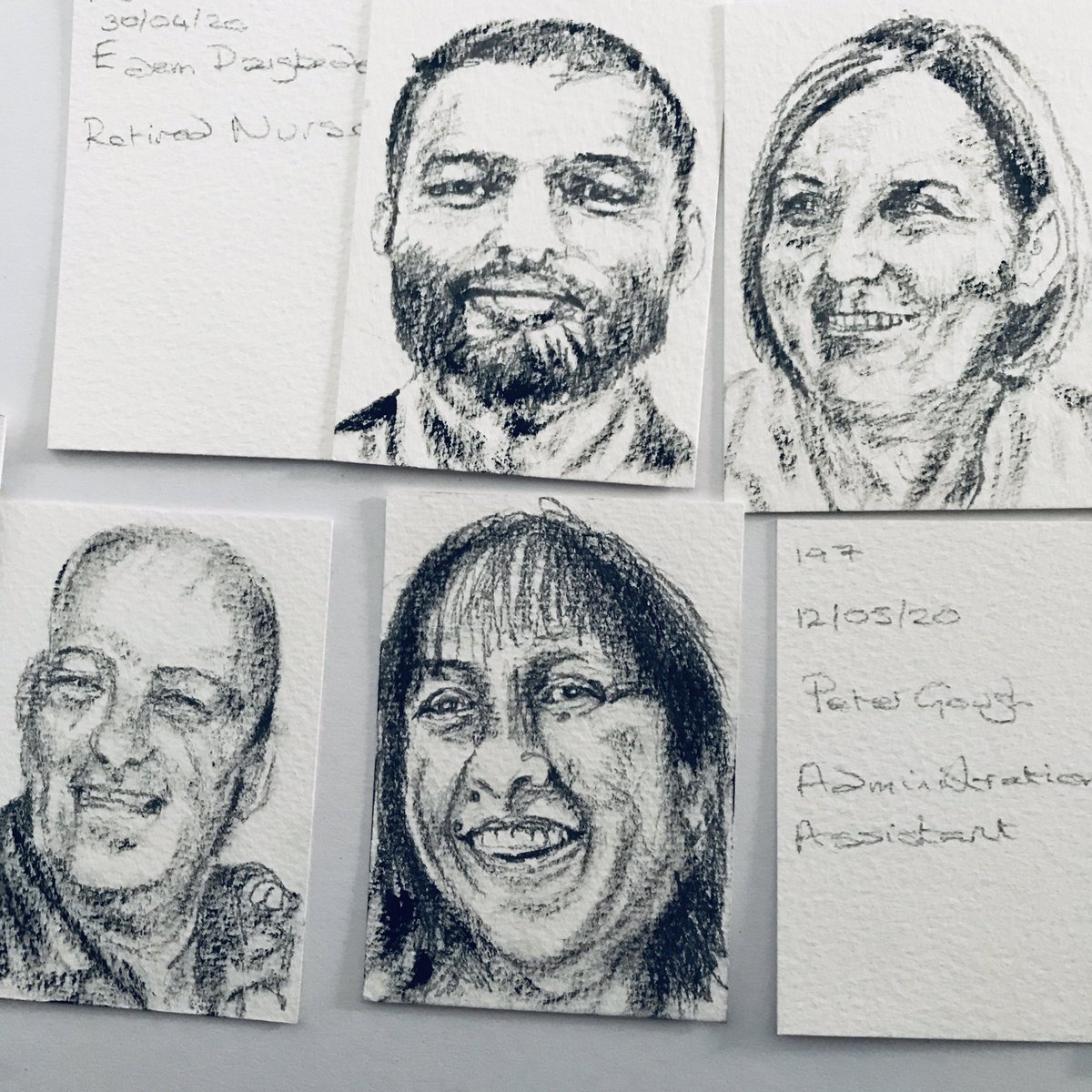 AndreaColtman's tweet photo. Day75 I have found more Carersπ’ & more faces for some missing ones!
186 portraits (6 more to complete) researched via #newspapers 26 still blank #professionalcareworkers & still investigating Every Thursday we have been #clappingforthenhs #clappingforcarers #heroes https://t.co/0VtQPk2T0x
