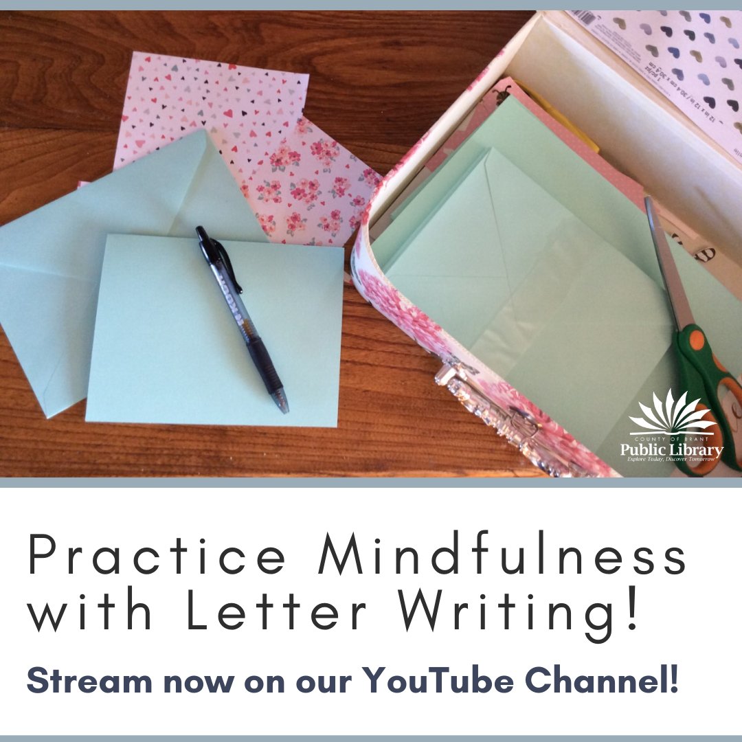 brantlibrary's tweet photo. Letter Writing with Laura from our Scotland-Oakland Branch! Streaming now on our YouTube channel:
https://t.co/HyZ5M7zByL
This is a great way to combat loneliness, making you feel connected to others!
#BrantLibrary #BeWellBrant #MindfulnessActivity #letterwriting https://t.co/BtqGUzk7Vq