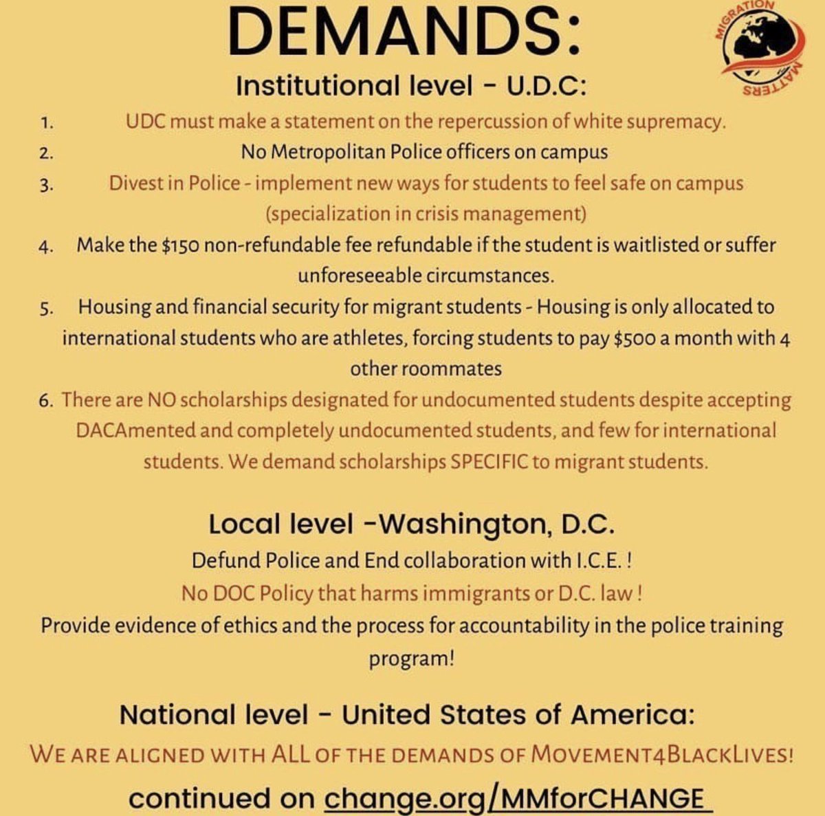 Were standing in solidarity with #MigrationMatters !!!! #DefundPolice #InvestinUDC