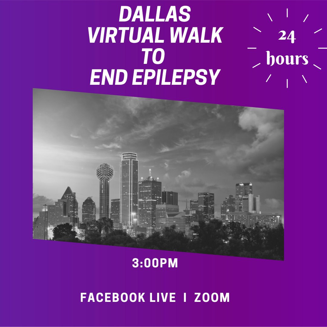 Dallas Virtual Walk to END EPILEPSY starts in 24 hours. We cannot wait to see you. Meet us on Zoom for the rally and watch it on Facebook Live

Zoom Link:  loom.ly/iTukmlA