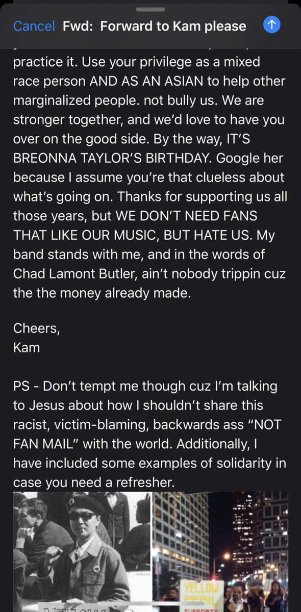 Kam Franklin Also One Of Their Friends Sent Me This Along Ass Gaslighting Email I Ll Just Share The First Page Of Hers And The Last Paragraph Of Mine Using Pimp