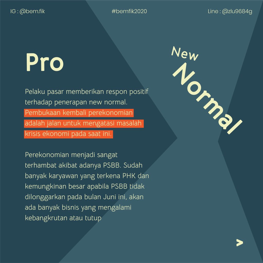 bemfiktelu's tweet photo. Masa new normal akan mulai diberlakukan, meski begitu kita masih harus tetap mengikuti anjuran pemerintah untuk menggunakan masker, menjaga jarak dengan orang lain dan protokol kesehatan lainnya. Tetap semangat dan selalu stay safe! 
#kabinetrevolusi #bemfik2020 #newnormal https://t.co/vhvXXGA4bi