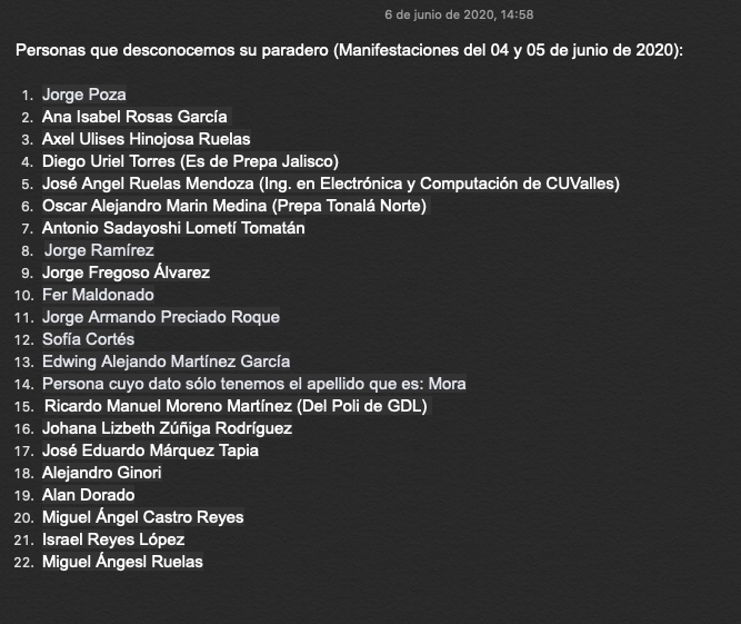 CasimiroZamoraV's tweet photo. Reportan que aun hay 26 personas desparecidas que participaron en la manifestación en Guadalajara. Condeno estos hechos y me solidarizo con los jaliscienses víctimas de represión. https://t.co/wHqDMv2wQ4