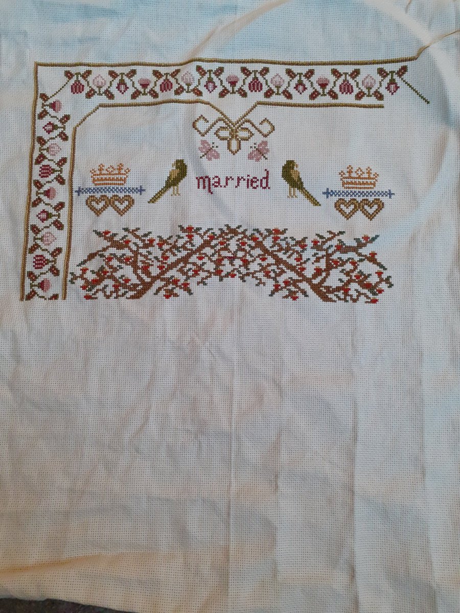 leo181711's tweet photo. Spent the afternoon stitching, now have a painful wrist but almost half way through! #HistoricalSampler #FamilyTree https://t.co/82rDzfgdnz