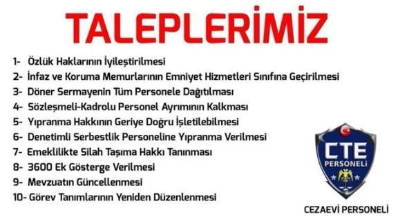 #CezaeviPersonelininTalepleri