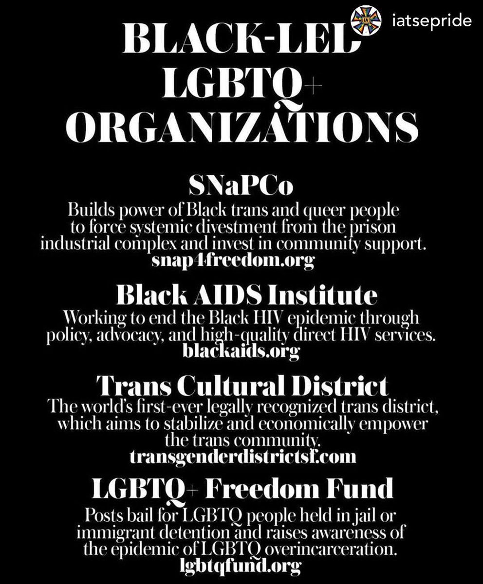 IATSELocal154's tweet photo. ❤️✊🏿🧡✊🏾💛✊🏽💚✊🏼💙✊🏻💜
Keep learning and doing the work. Celebrate #pride2020 by making a donation to help those in our community. @trevorproject @youthbreakout @theokraproject @transjusticefp @transgenderdistrict @blackaids @snap4freedom #pride #lgbt #transpride #lgbtqia https://t.co/4ycgVdXEnZ