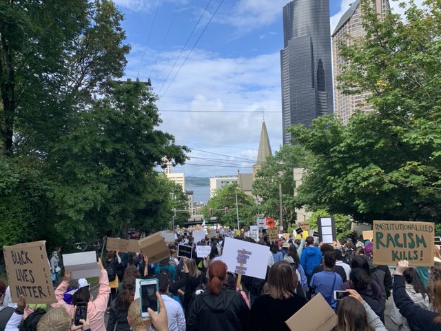 Proud to be part of this team of health care workers in Seattle, standing up for justice.
