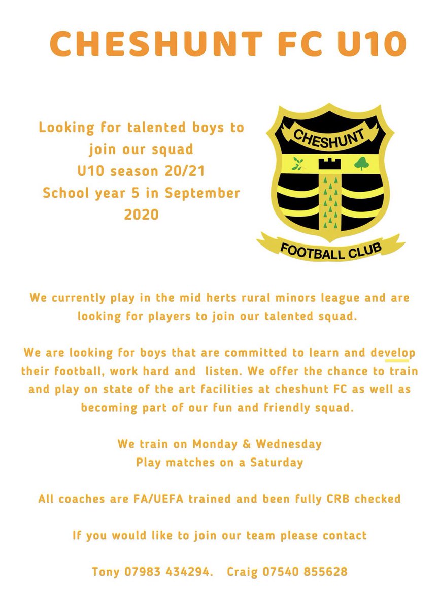 Cheshunt Youth FC (@cheshuntyouth) on Twitter photo 
