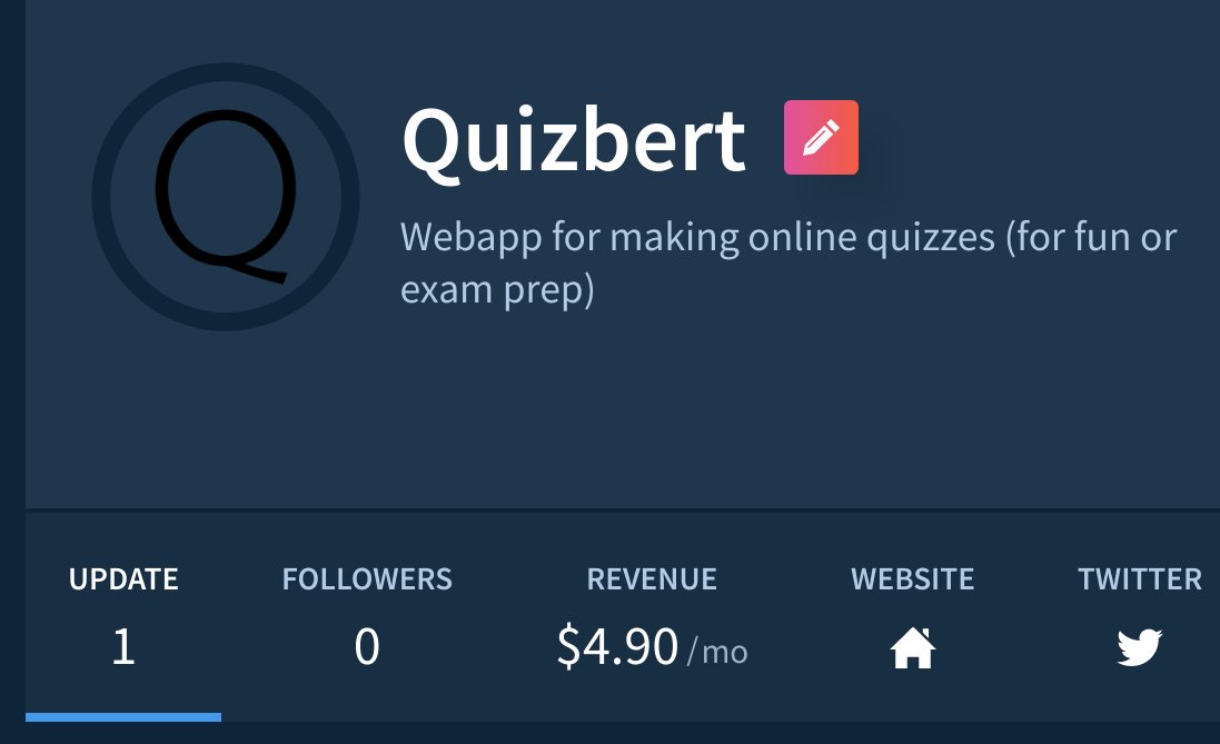 mo_makerlog's tweet image. Added quizbert.com on @Indiehackers yesterday