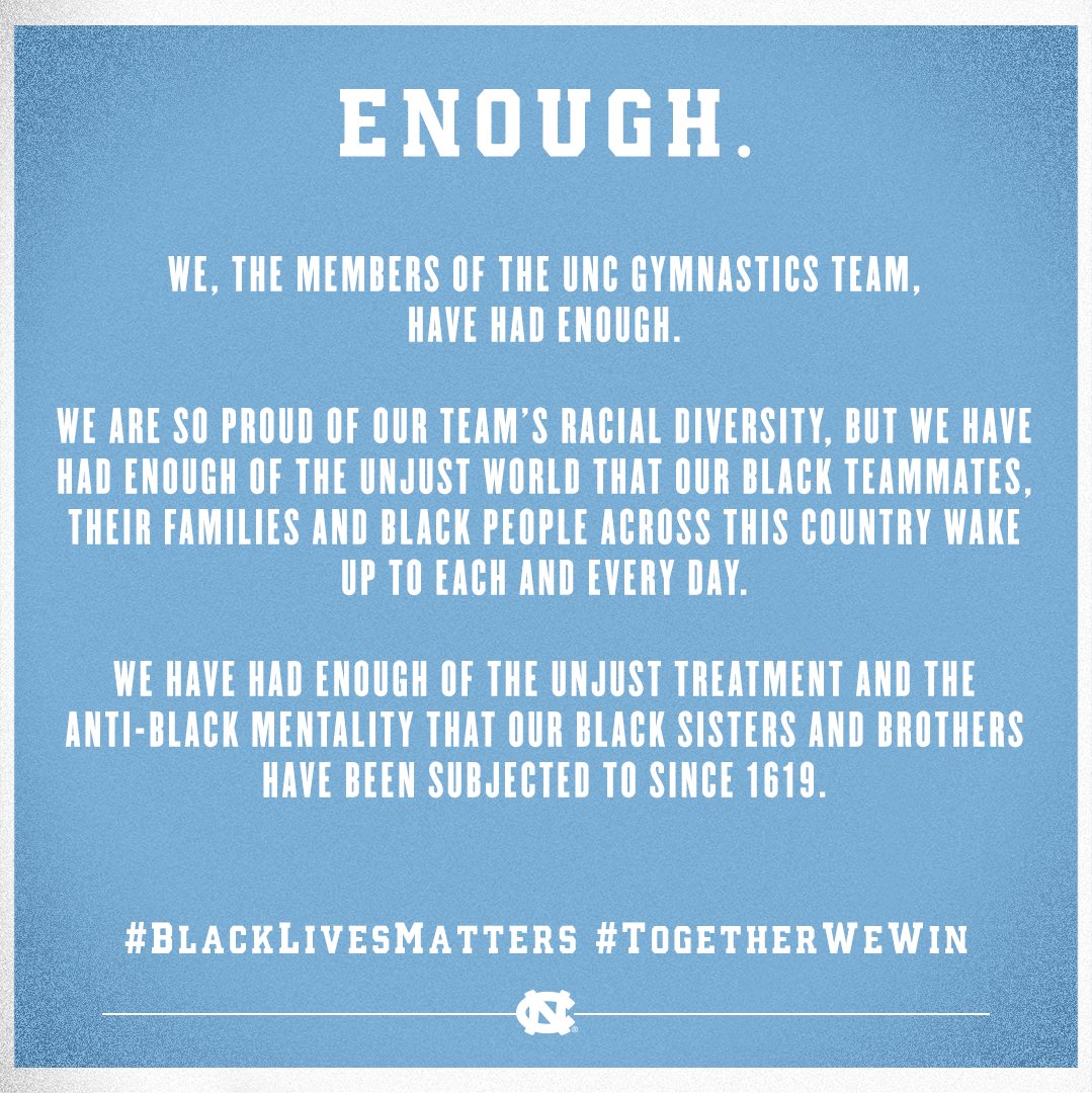 uncgymnastics's tweet image. Enough.