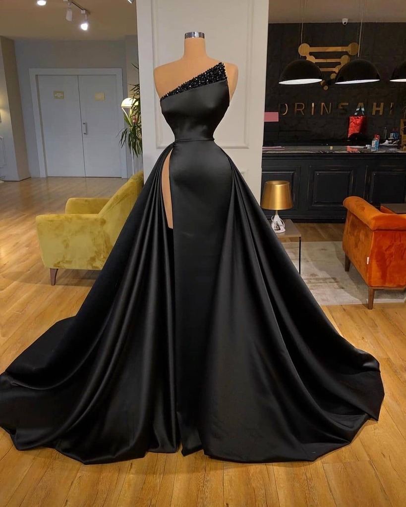 black reception dress