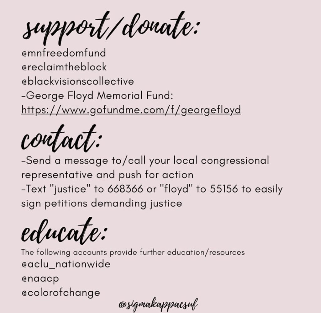 At Epsilon Tau we stand with our sisters and and support the #BlackLivesMattters movement. We strive to be strong woman who believe in a better future and a future where there is justice for everyone. ✊🏾✊🏽✊🏼✊🏻🤍🕊