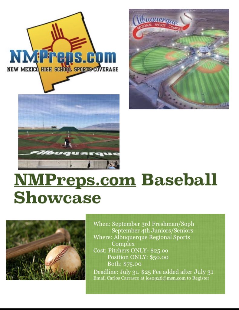 Carlos Carrasco (@coachlos9) on Twitter photo We have New Mexico Colleges who have confirmed they will attend the event! <a href="/NMMI_Baseball/">New Mexico Military Institute Baseball</a> <a href="/LCCBaseball/">LCC Baseball</a> <a href="/ENMUBaseball/">ENMU Baseball⚾️</a> <a href="/usw_baseball/">Mustang Baseball</a> <a href="/nmhubaseball/">NMHU Baseball</a> <a href="/NMStateBaseball/">New Mexico State Baseball</a> have all confirmed! We have New Mexico Colleges who have confirmed they will attend the event! <a href="/NMMI_Baseball/">New Mexico Military Institute Baseball</a> <a href="/LCCBaseball/">LCC Baseball</a> <a href="/ENMUBaseball/">ENMU Baseball⚾️</a> <a href="/usw_baseball/">Mustang Baseball</a> <a href="/nmhubaseball/">NMHU Baseball</a> <a href="/NMStateBaseball/">New Mexico State Baseball</a> have all confirmed!