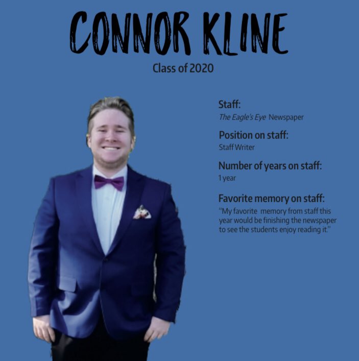 In honor of graduation today, the publications staffs will honor the seniors of both the yearbook and newspaper classes. 🎓💙 Next up: Staff Writer, Connor Kline @CashKeepa611