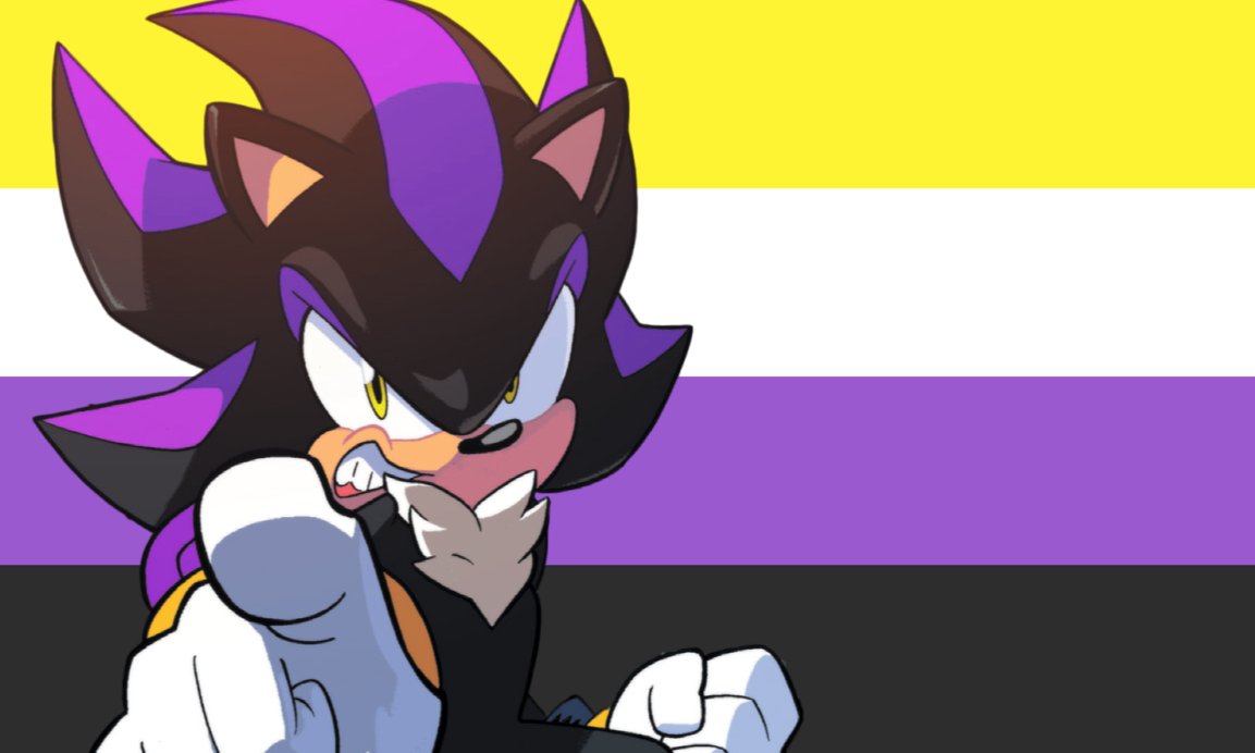 🚄This game✨, Shadow's a barista fr #themurderofsonicthehedgehog Edit:  dang I forgot to add the non-binary flag as a background for…
