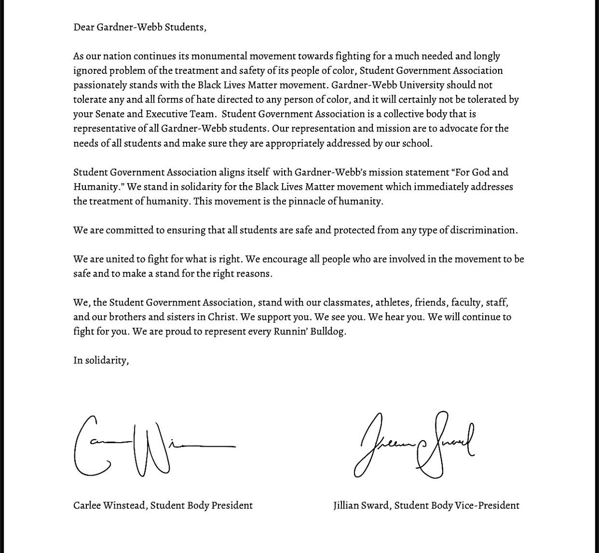 gwusga's tweet photo. A message from Student Government Association https://t.co/ZAMSFVv0ux