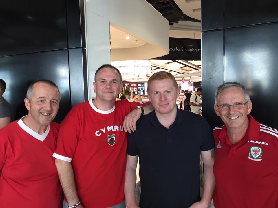 daicox's tweet photo. @ffwtbol Celebrity is stretching it a bit but this is myself @gaucho143 @StuartCox1960 and some bloke called Neil at Heathrow on our way to Paris for #WALNIR https://t.co/O9GkLNVP8V