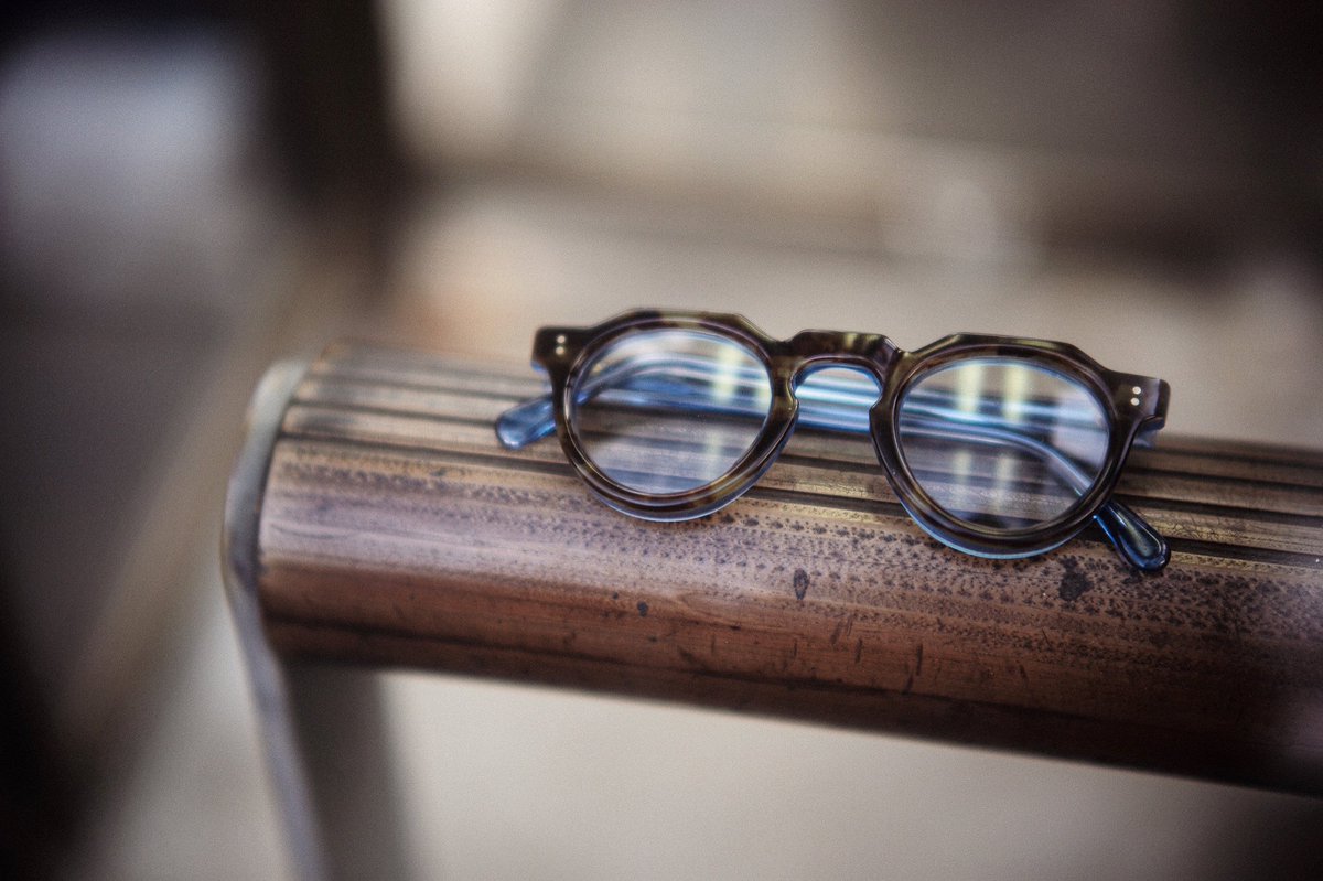 Lesca LUNETIER “Vintage Crown Panto Dark Havana/Clear Blue 8mm