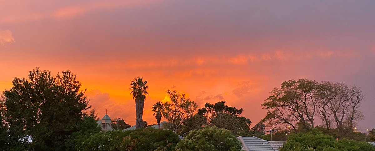 A passing thunderstorm gave way to a fiery sunrise. #balconylife #Perth #winter