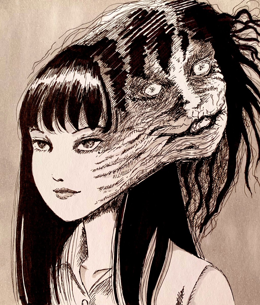 まりん A Twitter 伊藤潤二先生の 富江シリーズの 画家 から 富江を模写してみました アニメにもなったやつです Junjiitofficial 伊藤潤二 Junjiito 富江 私の画廊