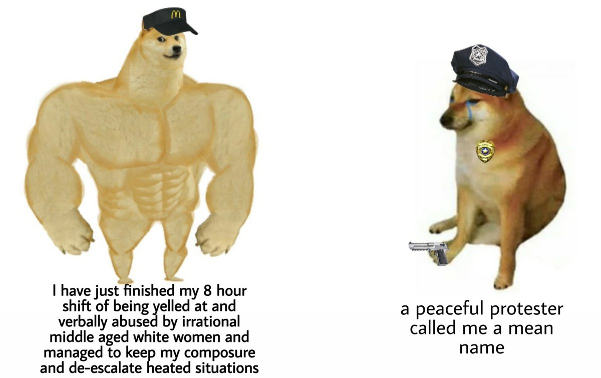 archnemekris's tweet image. say it with me: fast food workers deserve more respect than cops