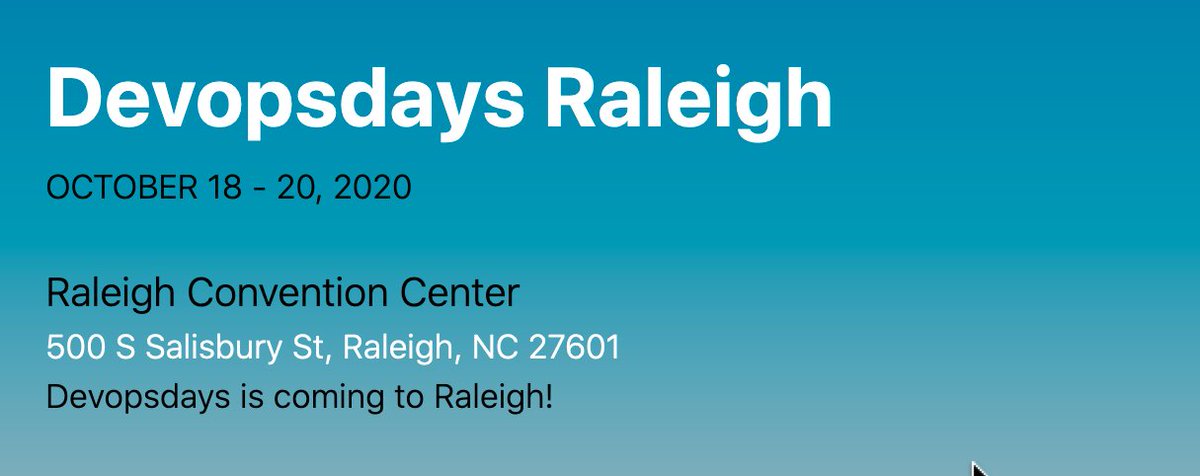 DevOpsDaysRDU's tweet image. We're still on. DevOpsDays Raleigh will be held in conjunction with @AllThingsOpenOctober 18-20, 2020 @ Raleigh Convention Center#DevOpsDaysRDU is partnering with #AllThingsOpen to organize the DevOps tracks - two events in one! Stay tuned for more info. devopsdays.org/events/2020-ra…