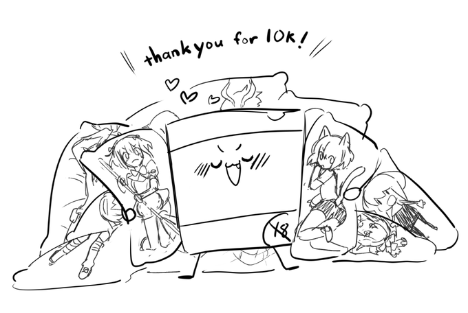 THANKYOU FOR 10K FOLLOWERS!! IM CONFUSED BUT SUPER HAPPY  Thankyou everyone who comment/like/rt my work! And the kind souls that bought me ko-fi  (SOMEONE EVEN GAVE GOLD SUBSCRIPTION IM CRY) I really owe you guys my noodle life Thankyou very very much!! 