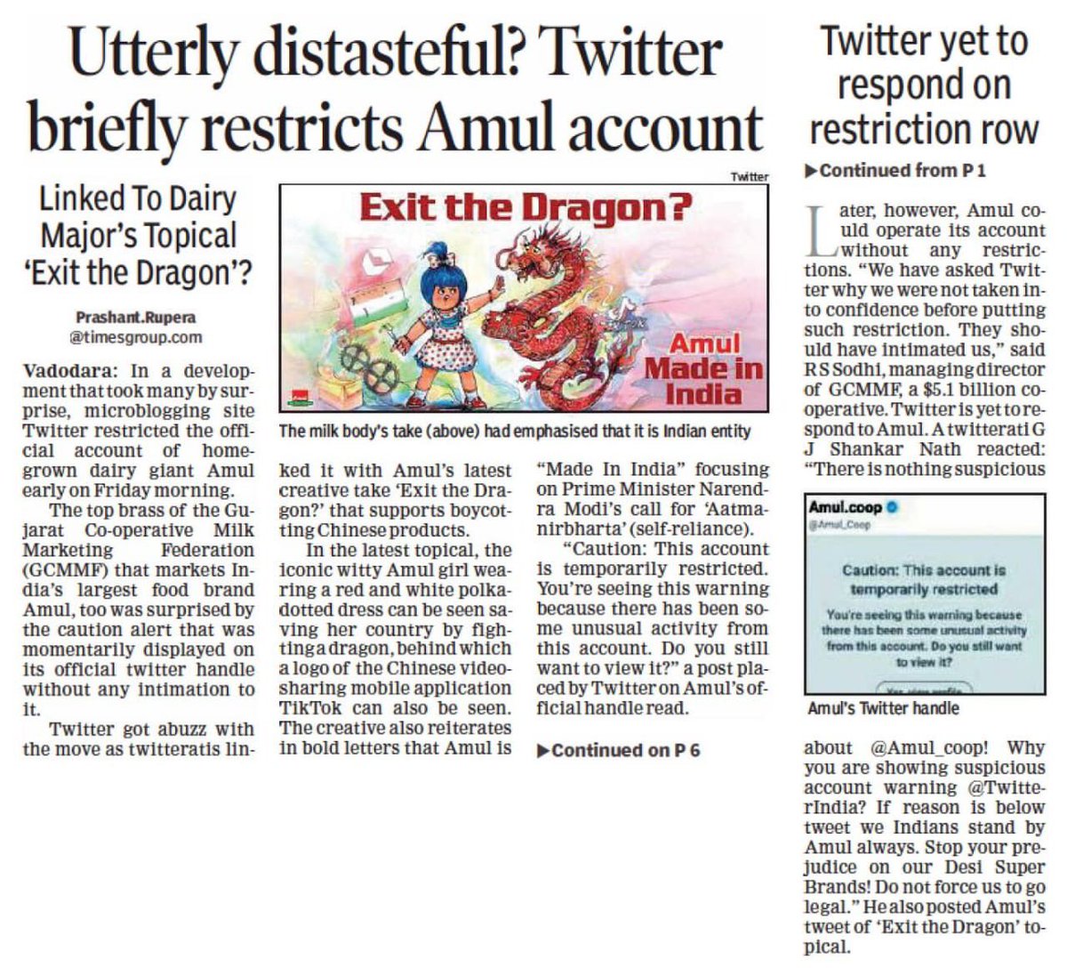 Abhishe40306804's tweet photo. 1. Playstore removed Tiktok reviews😡🤬
2. Twitter banned Amul account 😡😡
#support_india #support_amul
#Amul #AmulVsChina
China pays them that's why they support them...
#BoycottChineseProduct #BoycottMadeInChina
#BoycottChina https://t.co/5FMXVbT0r8