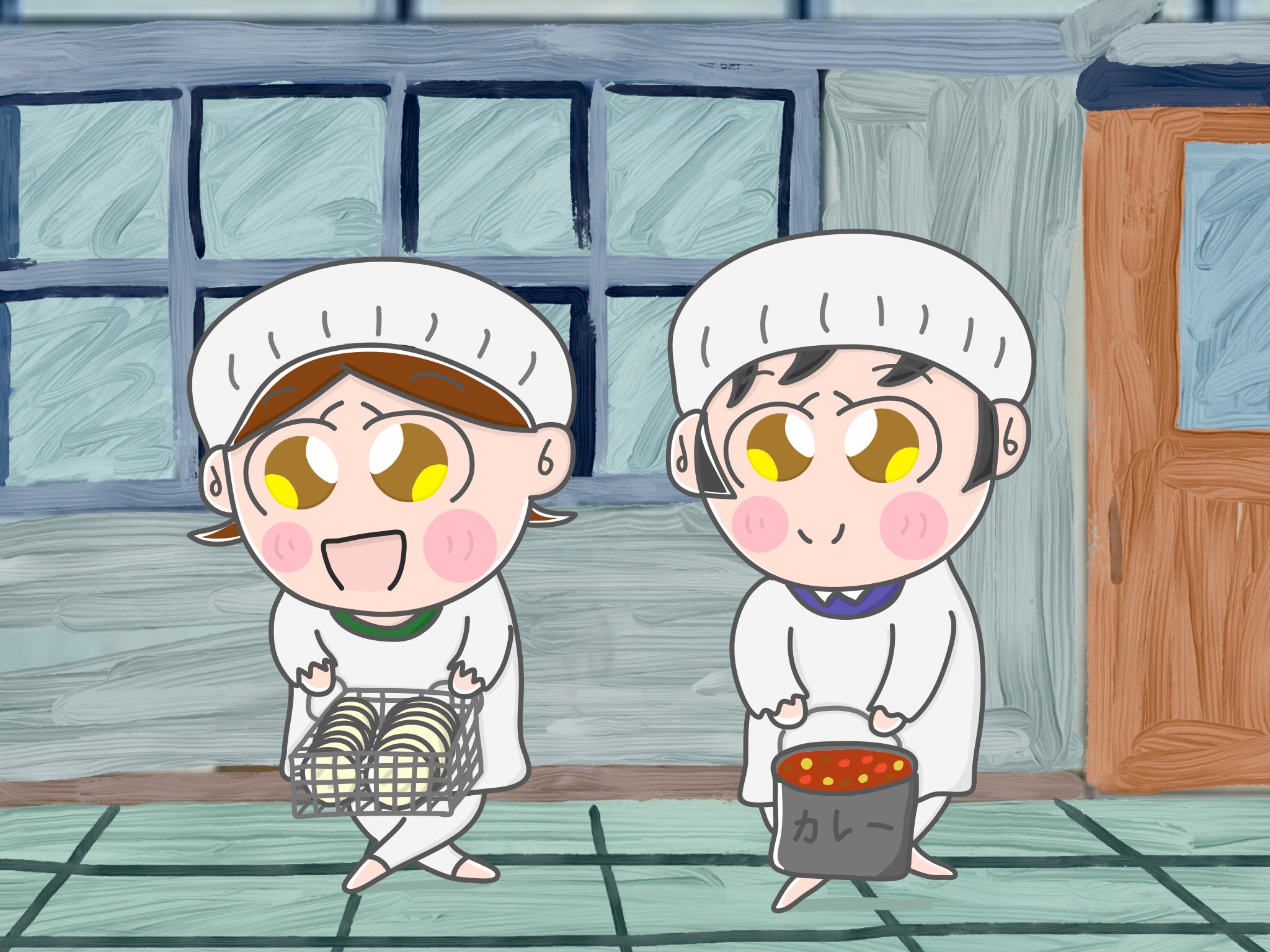 Twitter 上的 Aki こちらは趣味垢でーす 給食当番で皿や食べ物を運んでいる男の子 イラストレーター イラスト 絵 アート 毎日 イラスト Illust Artlife 芸術同盟 イラスト好きな人と繋がりたい 子供 遊び アート 男の子 給食 給食当番 学校 学校生活