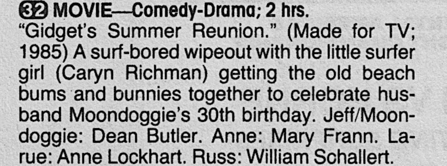 Retronewsnow On Twitter Primetime Television June 6 1985 Gidget S Summer Reunion Https T Co Jvfuvjpb4s Twitter