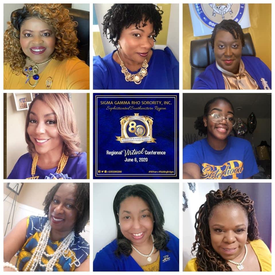 SGRho's tweet photo. Here are some photos of members who attended the @seregionsgrho 80th Regional Conference virtually. This was an awesome first for the Southeastern Region. #sigmagammarho #serregionsgrho #80years #BulidingBridges https://t.co/pDR40MOI35