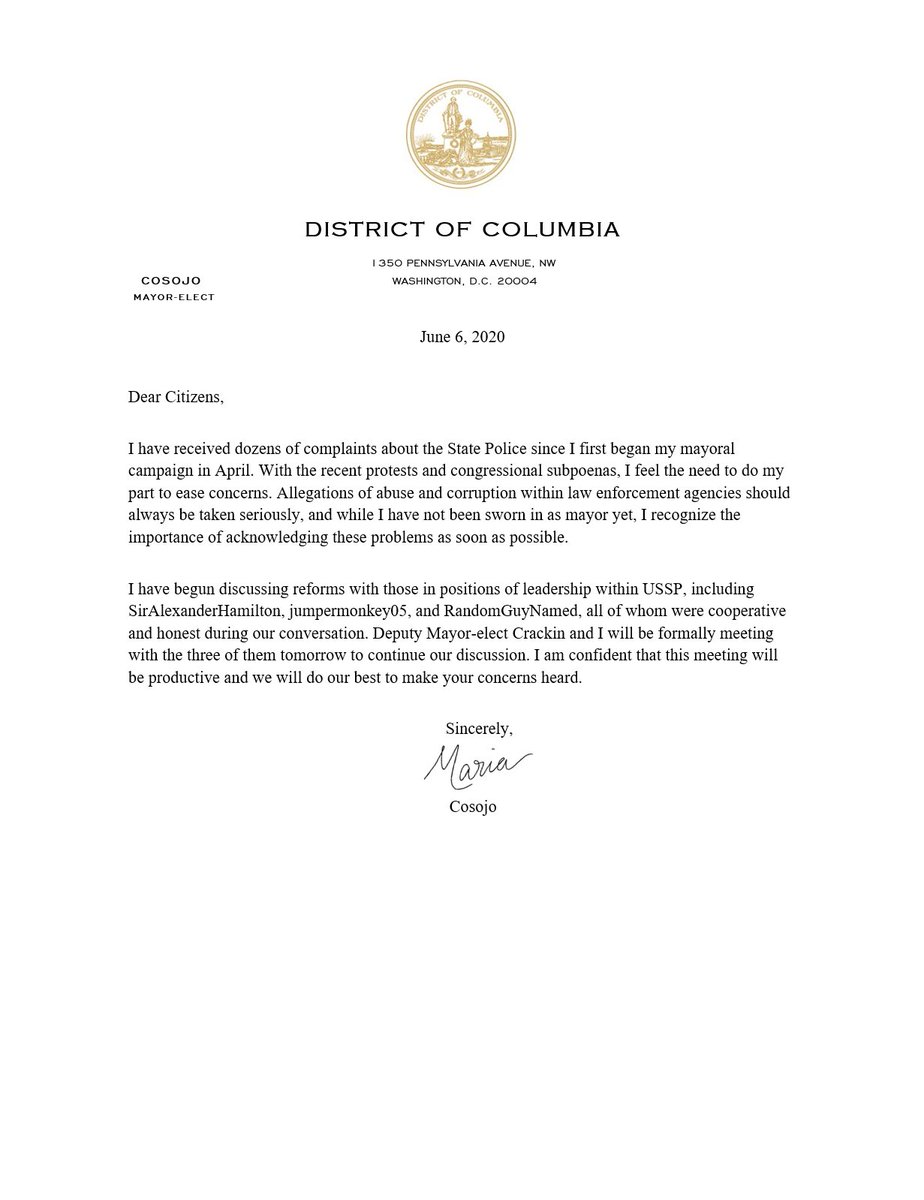 my statement on USSP