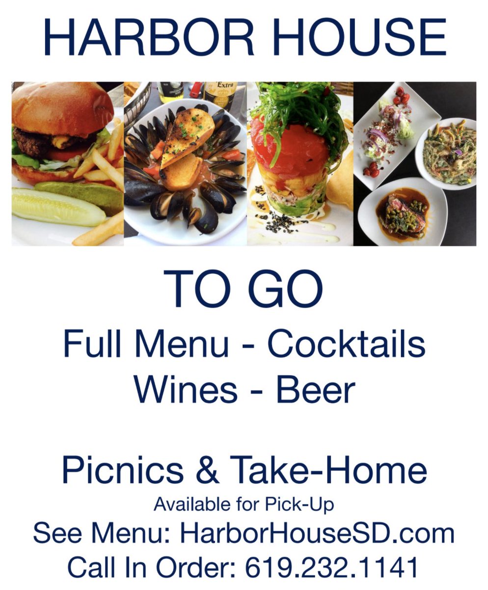 HarborHouseSD's tweet photo. *TAKE-OUT* to take home or head to the PARK on the waterfront for a picnic. To see the menu, go to our Website and click on the "Updated Menu" button. 
🍴https://t.co/aE9z9iW5O0 👈 https://t.co/Lgw6XuKVfi