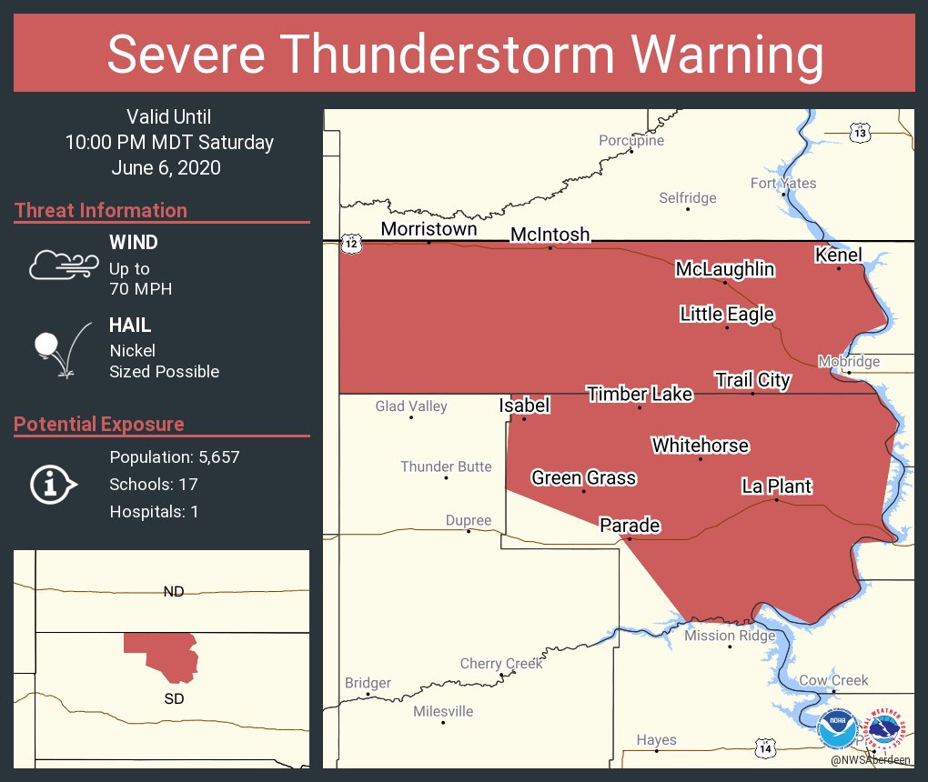 Severe Thunderstorm Warning including McLaughlin SD, Timber Lake SD, Bullhead SD until 1000 PM