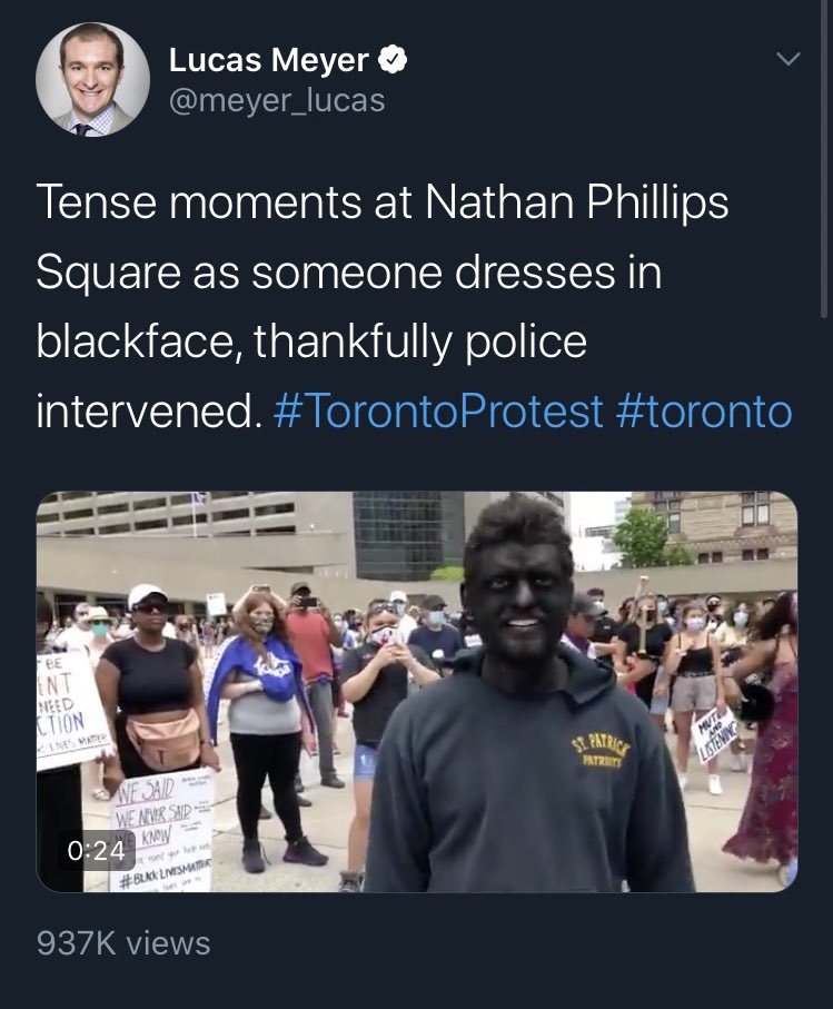 “Thankfully police intervened.”Just let the people in Toronto deal him.