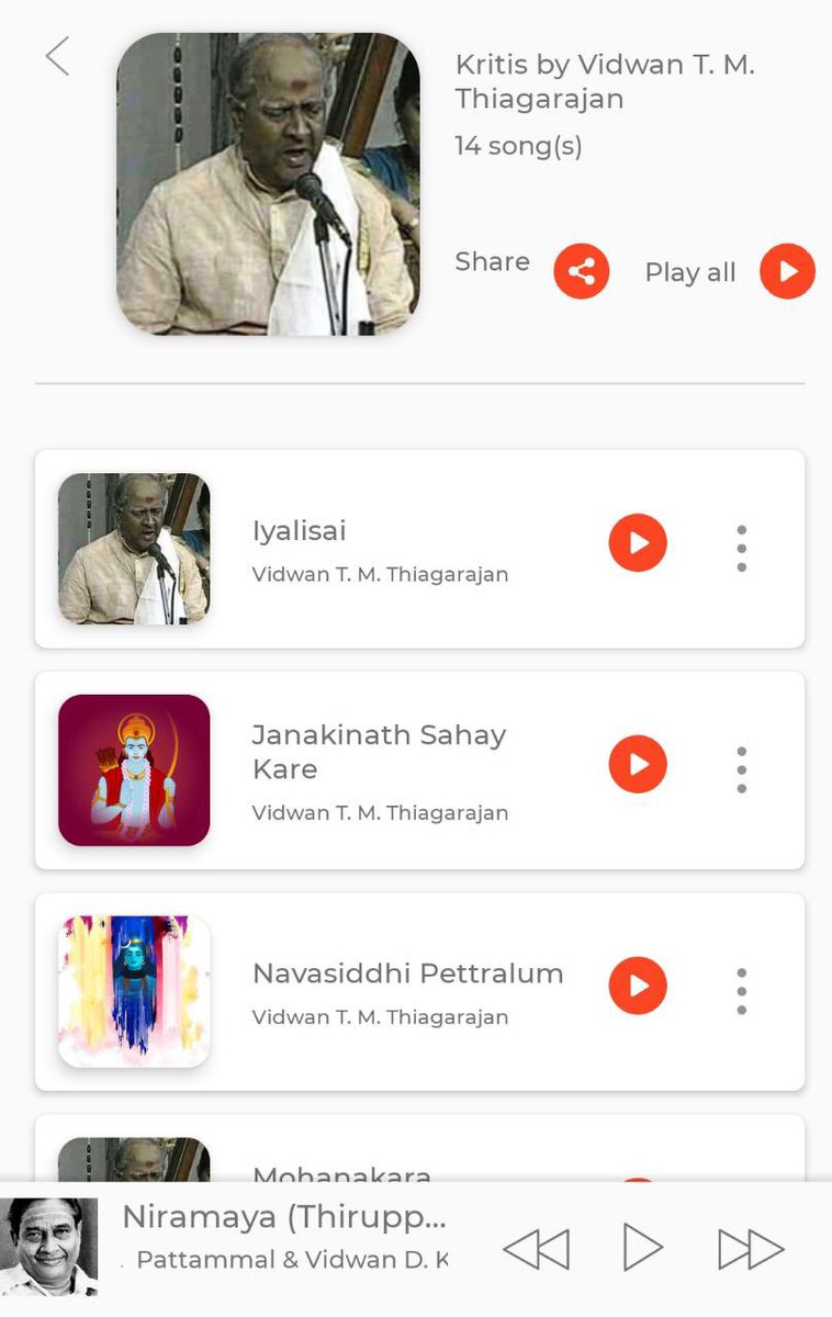 Listen to a #curated #selection of #kritis by #Vidwan #TMThiagarajan on Sangam #Music #App or visit cms.sangam.gov.in/collection?pla…

#IndianSpritualism #SharedHeritage #SharedCultures #SharedResponsibility #Raga #ClassicalMusic #IndianClassicalMusic #CarnaticMusic