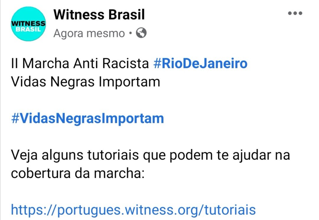 vito_videomaker's tweet photo. Vai filmar os atos de domingo na sua cidade? Se liga na página da @WitnessBrasil que tem vários materiais que podem te ajudar. #DireitoDeFilmar #VideoComoProva #VideoELuta #VidasNegrasImportam https://t.co/Fnpd5nZVyi