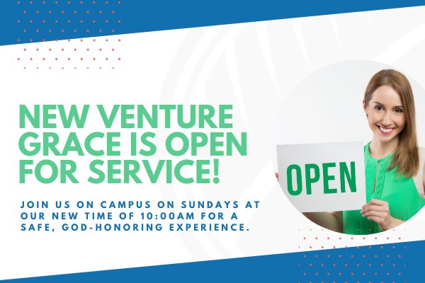 newventuregrace's tweet photo. Join us for service ON CAMPUS in Oceanside at our new time of 10am or watch online at https://t.co/qy5Nj6B4tS. God Bless! https://t.co/q5m6lvVMRd