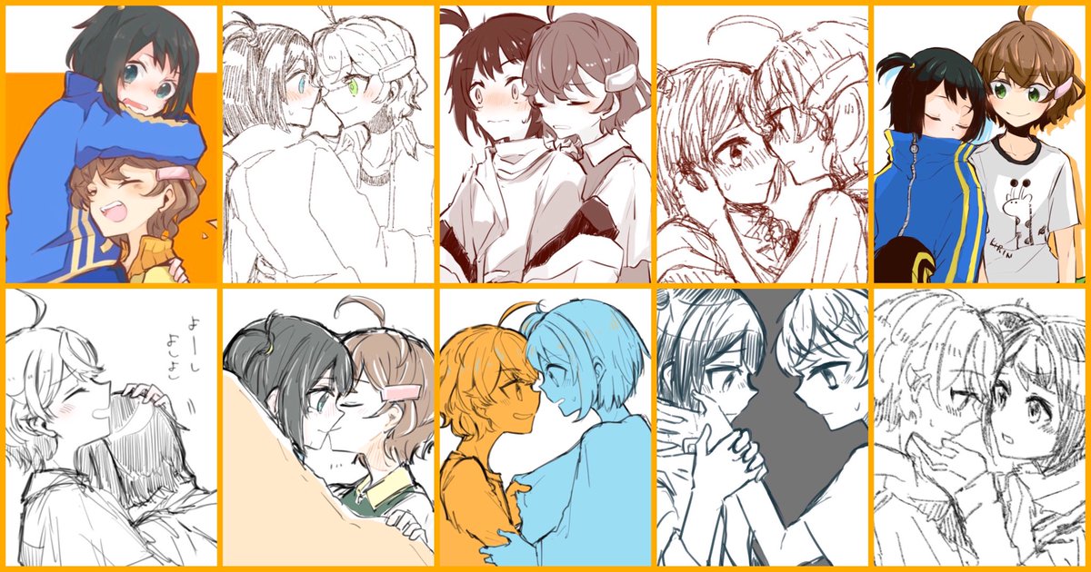 #第一回CUE祭 #CUE作品展 
今まで描いた #悠あい 一枚絵をならべました
悠あいてえてえなあ 