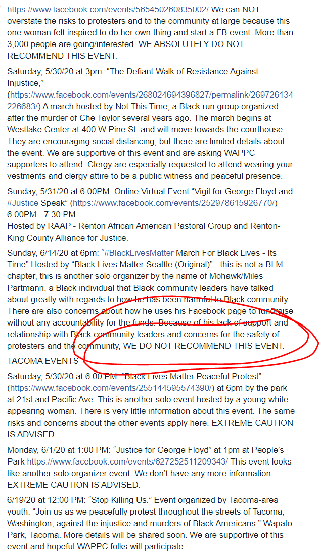 heyohelen's tweet photo. For everyone attending "March for Black Lives" hosted by @blmsea206 in #Seattle on 6/14 - THIS IS NOT A RECOMMENDED EVENT. Details here via @WashingtonPPC and everything I've posted on my account.
#SeattleProtest #seattleprotestcomm #seattleprotests https://t.co/pPJPjARyEp