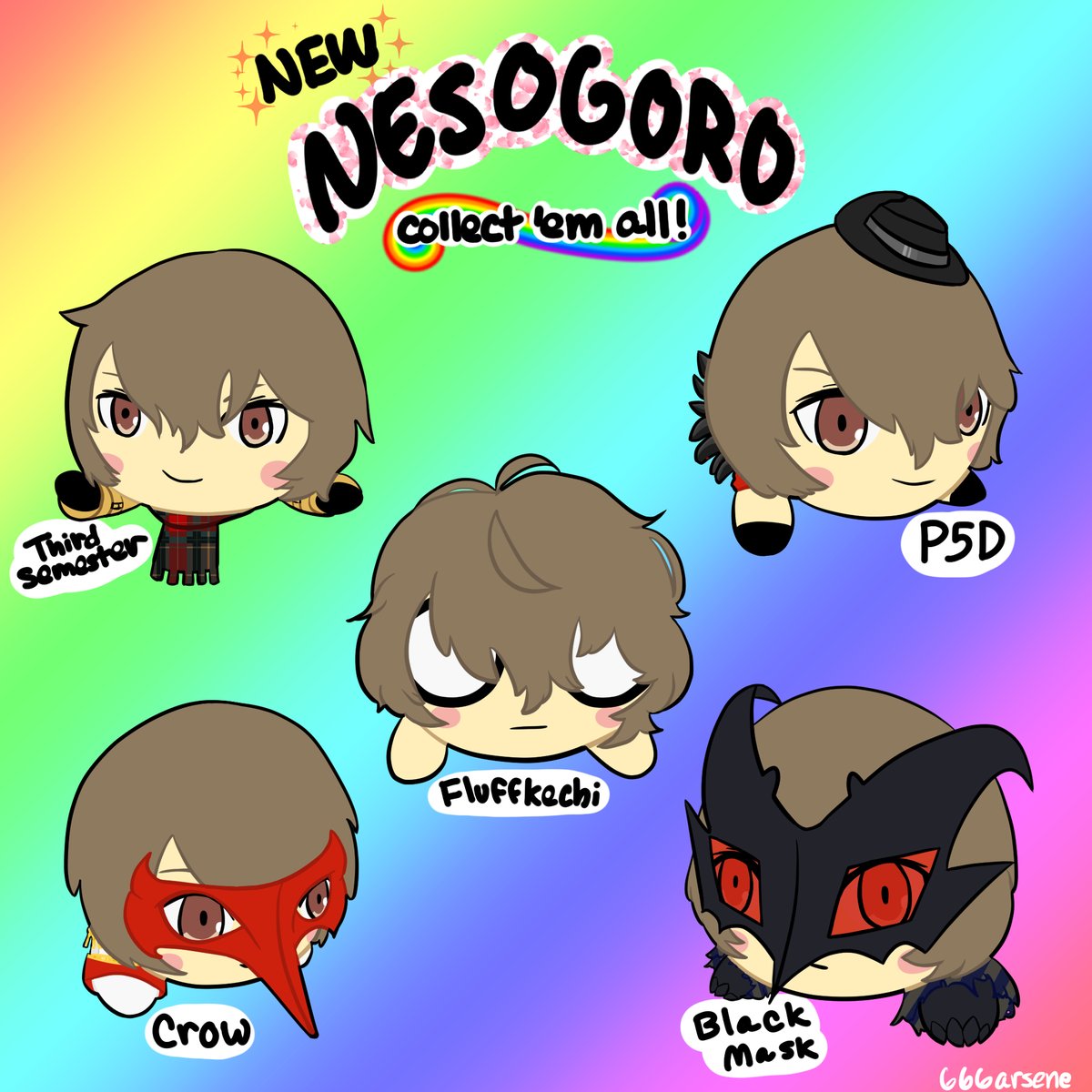 fwmk_chiffon's tweet image. i'm a few days late but happy birthday goro!!! have some funny little flat fucks