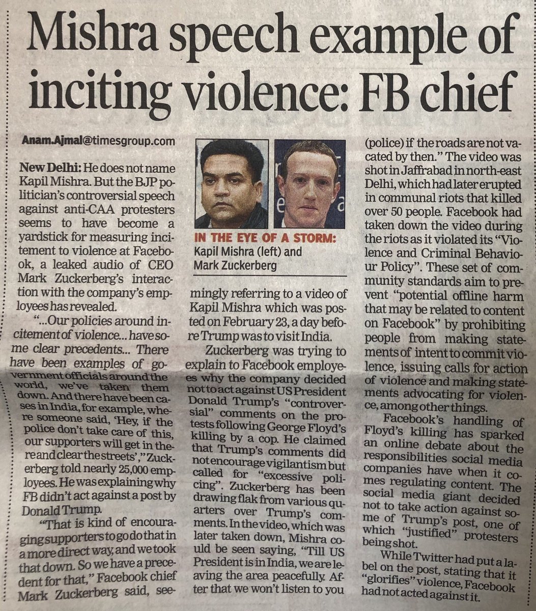 zafarsareshwala's tweet image. So now we need @Facebook Chief @finkd #MarkZuckerberg to tell us What is inciting violence! So @DelhiPolice when are you taking lessons from #MarkZuckerberg @CPDelhi ?