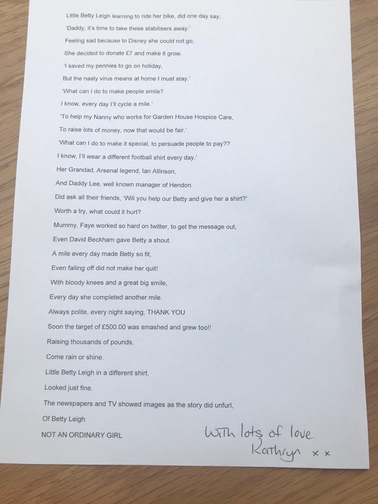A lovely poem written for Betty by one of the amazing ladies from the hospice <a href="/GHHospice/">Garden House Hospice Care 💙</a> 💙