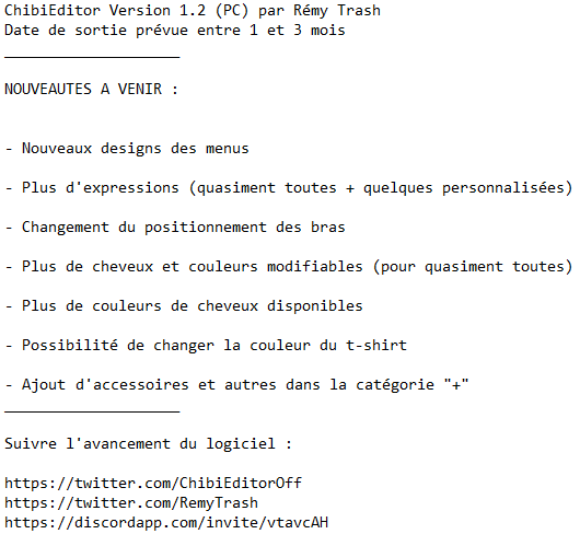 ChibiEditorOff's tweet photo. Bonjour à vous ! Je vous donne des nouvelles de la prochaine version de ChibiEditor à sortir, la 1.2 !

Les liens :
https://t.co/4t6nSJv93K
https://t.co/zKmZPc6Bs6
https://t.co/J8iPRH0qmV https://t.co/cI1uUd42Bk