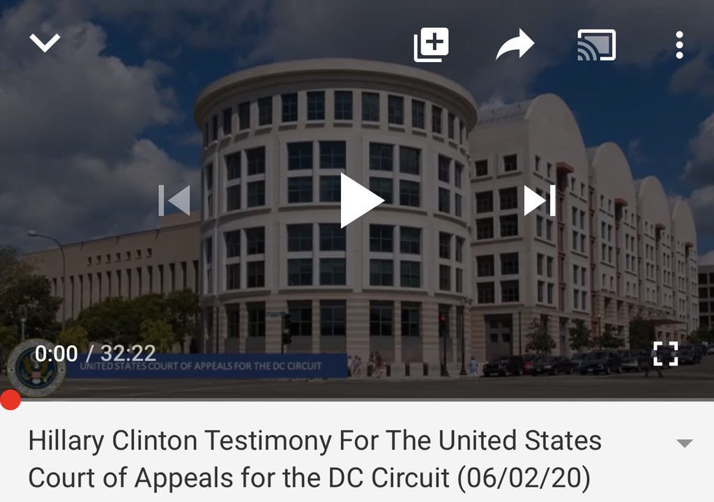 Anonymous2Hack's tweet image. Tuesday, June 2, 2020. Hillary Clinton’s efforts to avoid testifying under oath about her e-mails in relation to child trafficking youtu.be/6b9Wd8xPpg8📍United States Court of Appeals for the DC Circuit #PIZZAGATE #PizzaGateIsReal