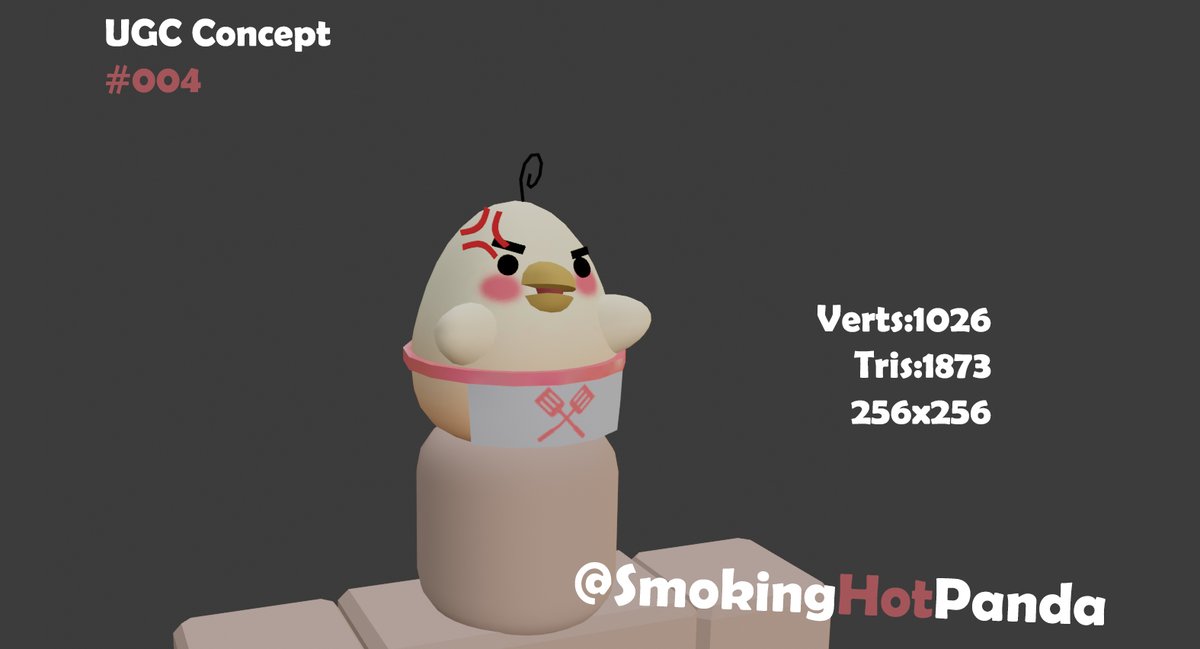 SmokingHotPanda's tweet image. Another #UGCConcept! 
To cooking lovers out there, a angry little guy to help you out in the kitchen ~
What do you think? :D
#Roblox #RobloxHat #ROBLOX  #RobloxUGC #UGCConcept  #UGC #UGCroblox #RobloxBrasil
